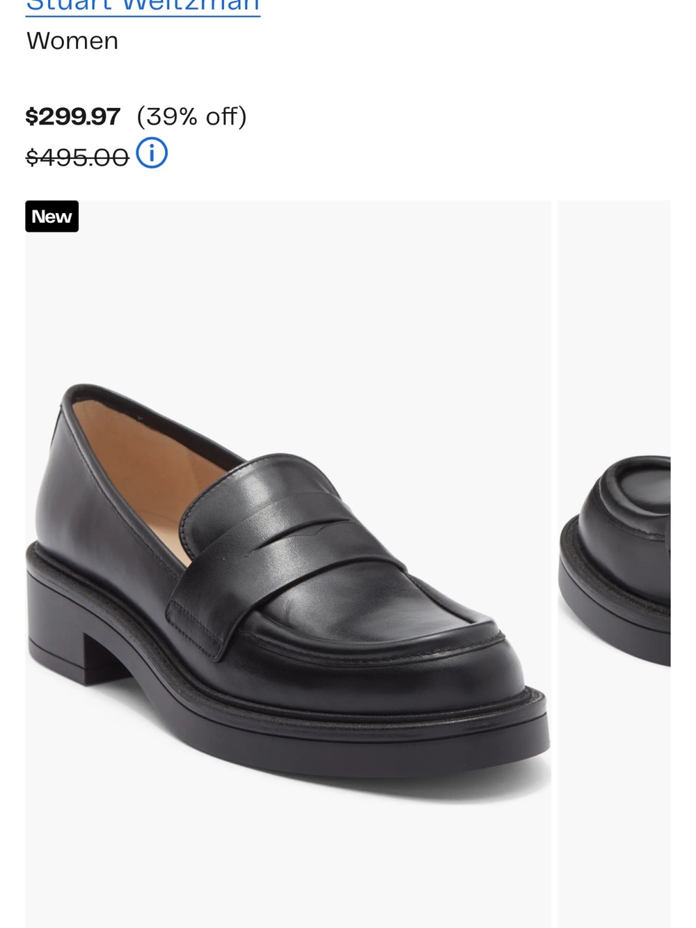 Stuart Weitzman Black Leather Platform Penny Loafers